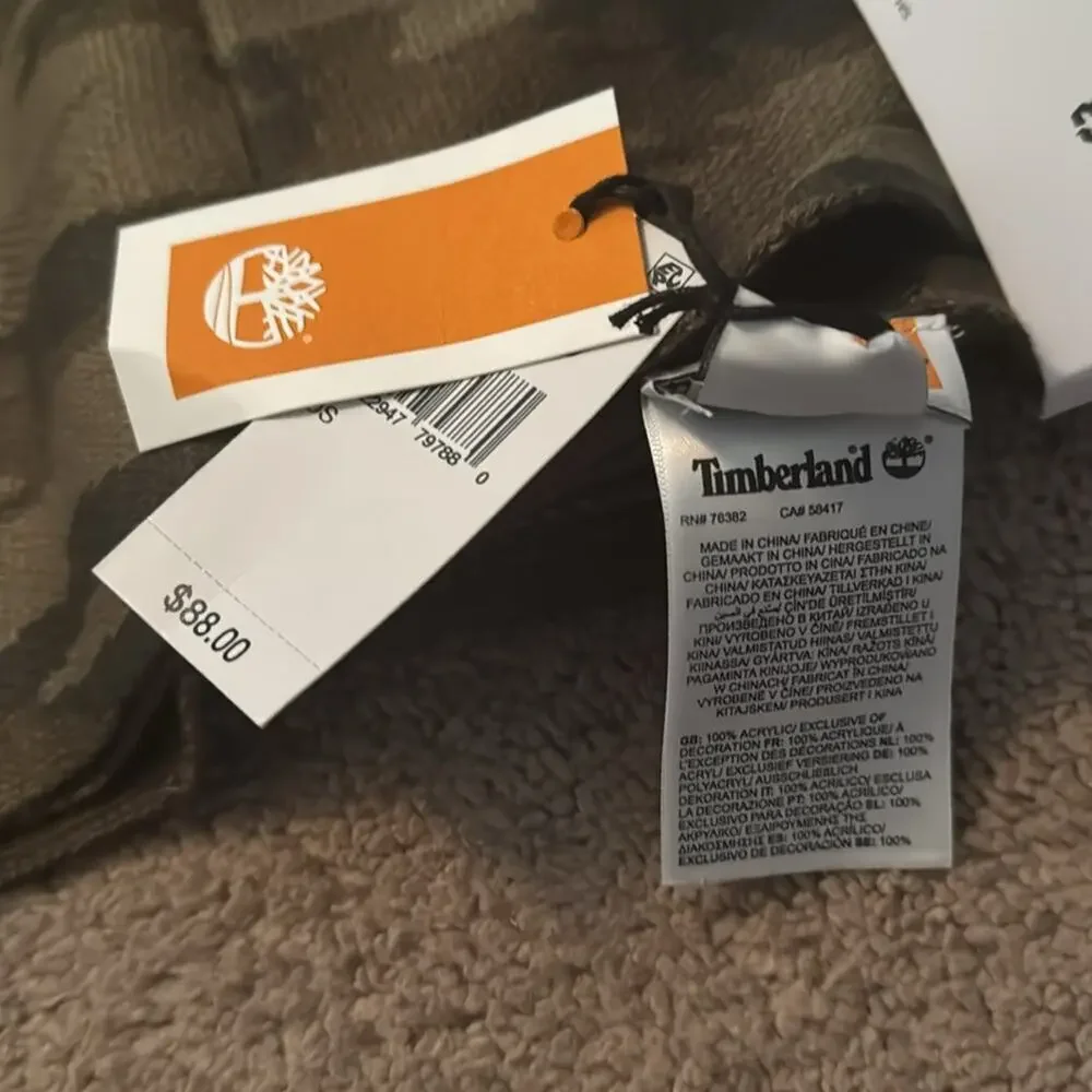 Timberland Brown and Orange Scarf and Hat Set